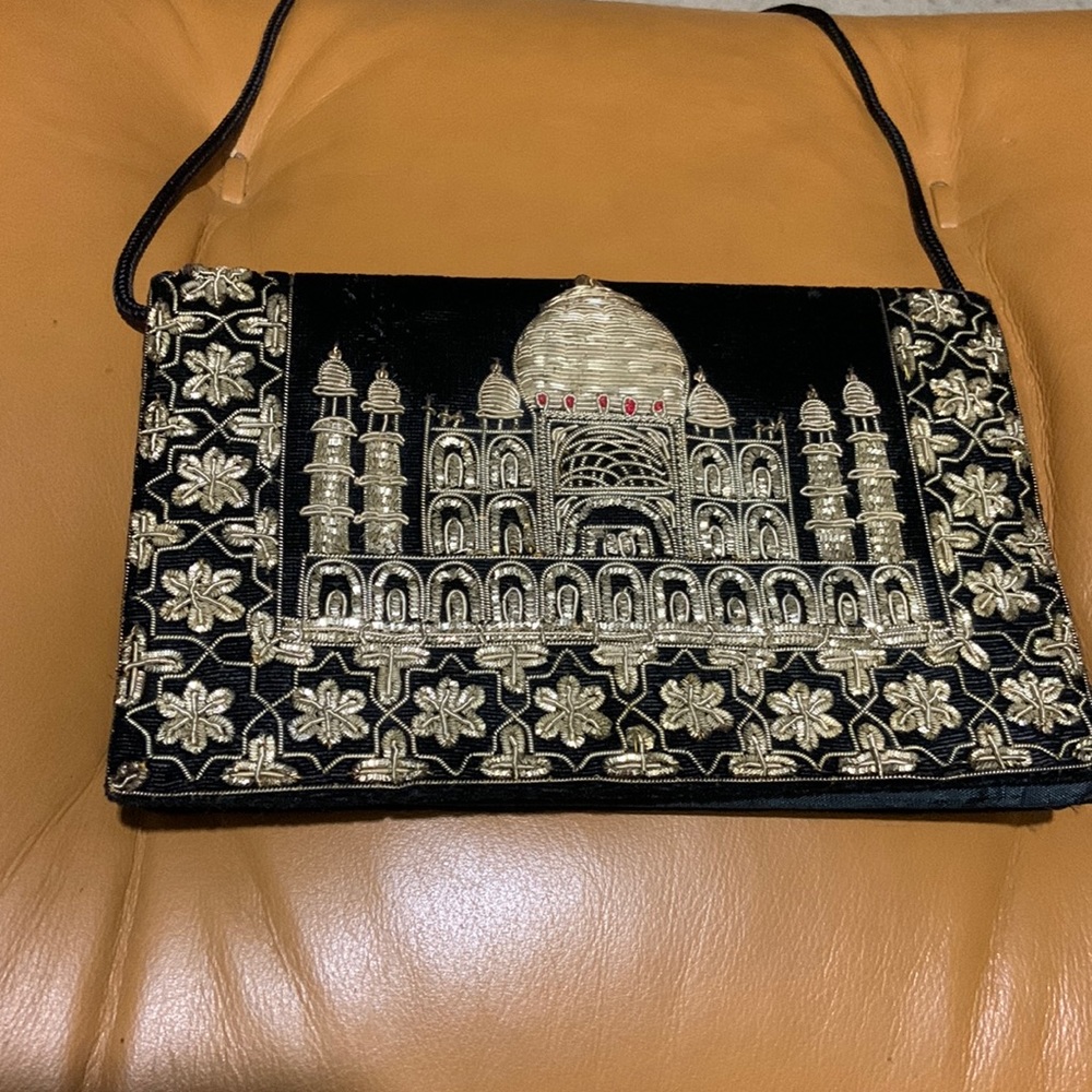 Indian handbag, vintage inspired Taj Mahal clutch bag